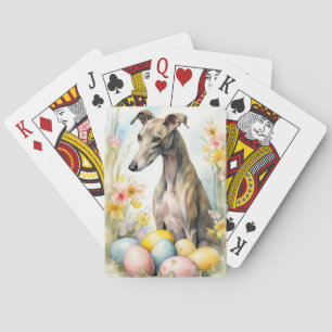 Greyhound with Easter Eggs Playing Cards