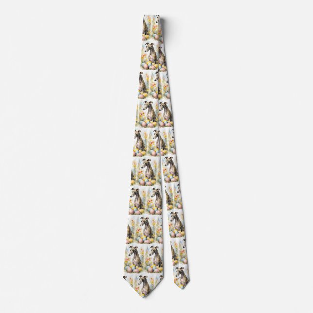 Greyhound with Easter Eggs Tie (Front)