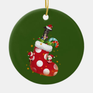 Greyhound With Hat LIGHTS Christmas Ceramic Tree Decoration