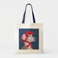 Greyhound with Red Woolly Hat