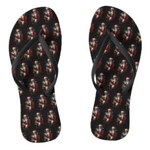 Greyhound With Santa Claus Festive Christmas Jandals