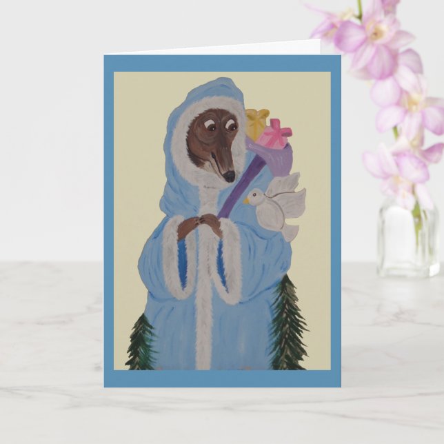 Greyhound with White Dove Card (Orchid)