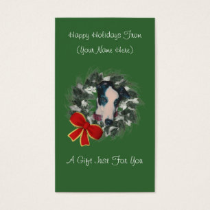 Greyhound Wreath Christmas Holiday Gift Card Tag