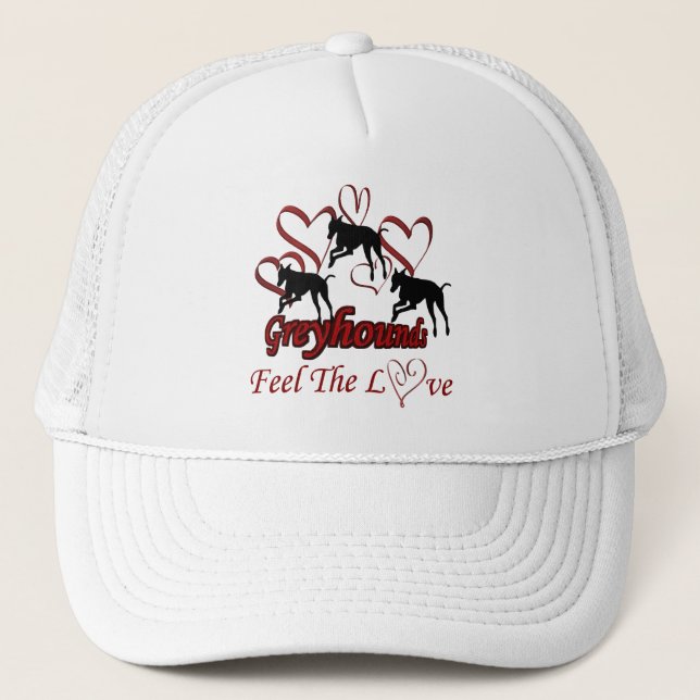 Greyhounds And Hearts Love Dog Hat (Front)