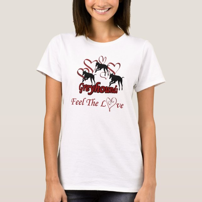 Greyhounds And Hearts Love T-Shirt (Front)