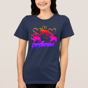 Greyhounds And Hearts Rainbow Tri-Blend Shirt