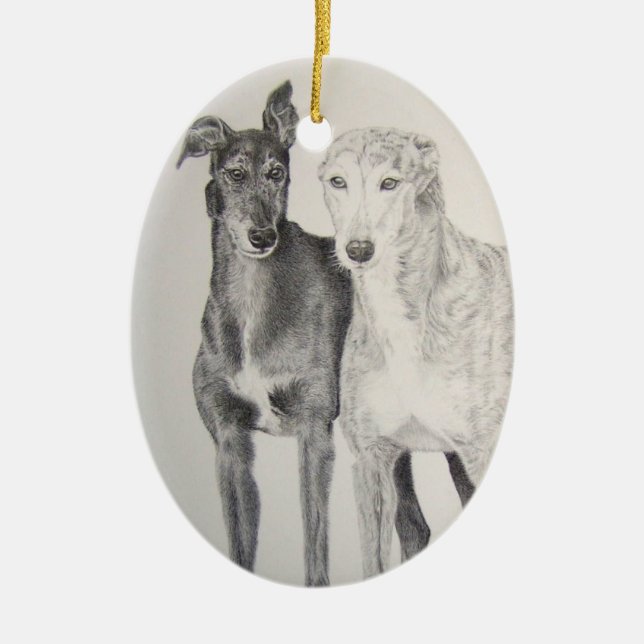 Greyhounds Ceramic Tree Decoration (Front)