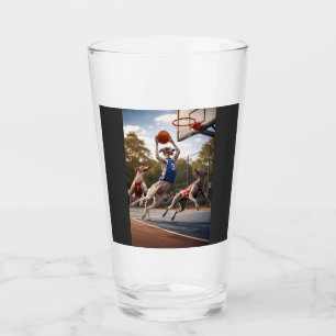 Greyhounds playing basketball glass