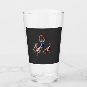 Greyhounds playing basketball glass