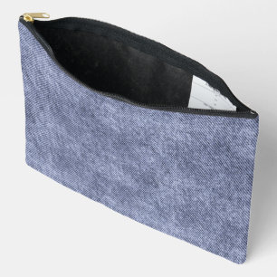 Greyish Blue Denim Pattern Accessory Pouch