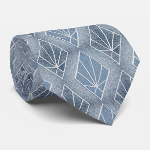 Greyish blue white diamonds Art Deco pattern Tie