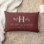 Greyish Red Personalized Family Name Monogram Lumbar Cushion<br><div class="desc">This design feature the family monogram,  name and year establish on the front and "Home Sweet Home" on the back. This simple stylish pillow is a perfect additional to your family room decoration. It is also a perfect gift for house warming,  newlywed couple and family gift.</div>
