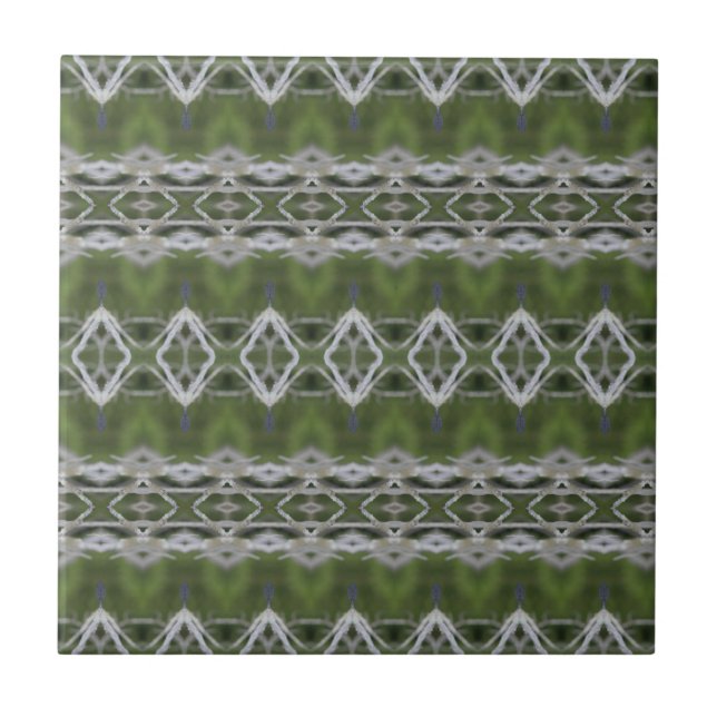 Greys and Green Designer Ceramic Tile (Front)