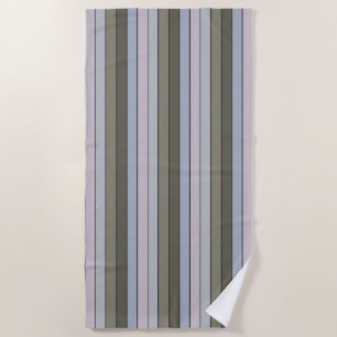 Greys Greens And Black Stripes On Watercolor Paper Beach Towel