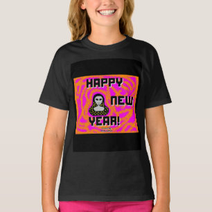 Greys New Year Wishes Girls Black Basic T Shirt