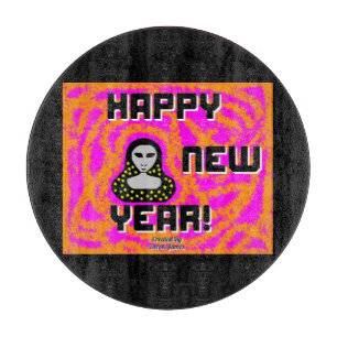 Greys New Year Wishes Round Cutting Board 30.4 cm