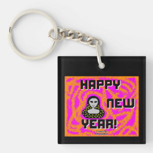 Greys New Year Wishes Square Keychain