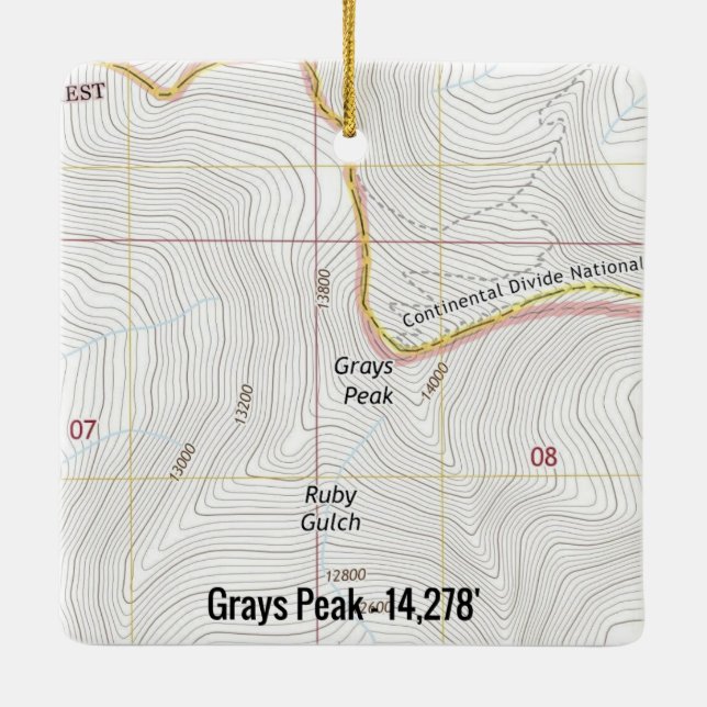 Greys Peak Fourteener Topo Ceramic Ornament (Back)