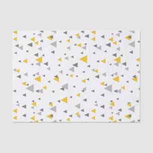Greys & Yellow Random Triangles Modern Pattern Tissue Paper