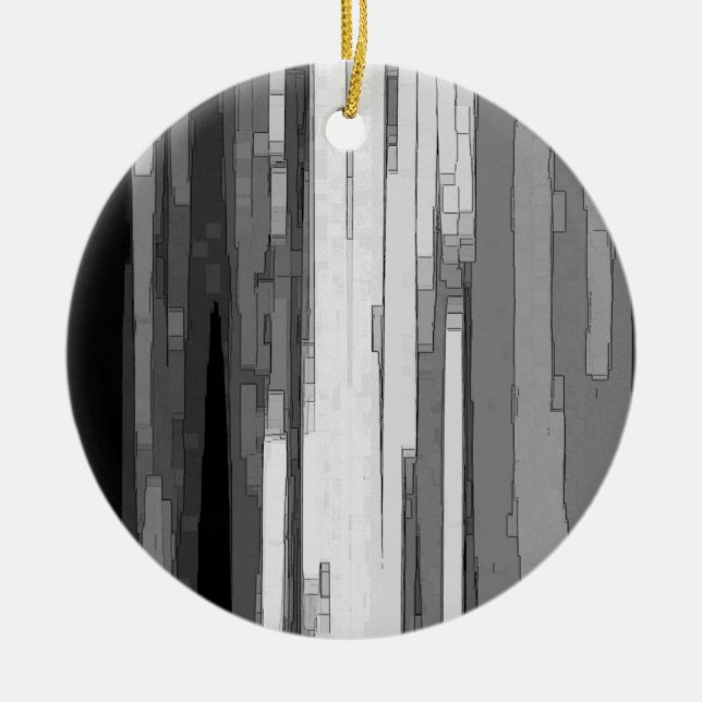 Greyscale Abstract B&W Art Ceramic Tree Decoration (Front)