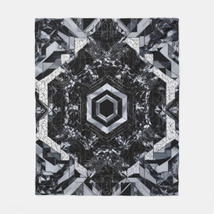 Greyscale Crystal: Geometric Hexagon H-116 Fleece Blanket