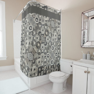 Greyscale Geometrics Shower Curtain