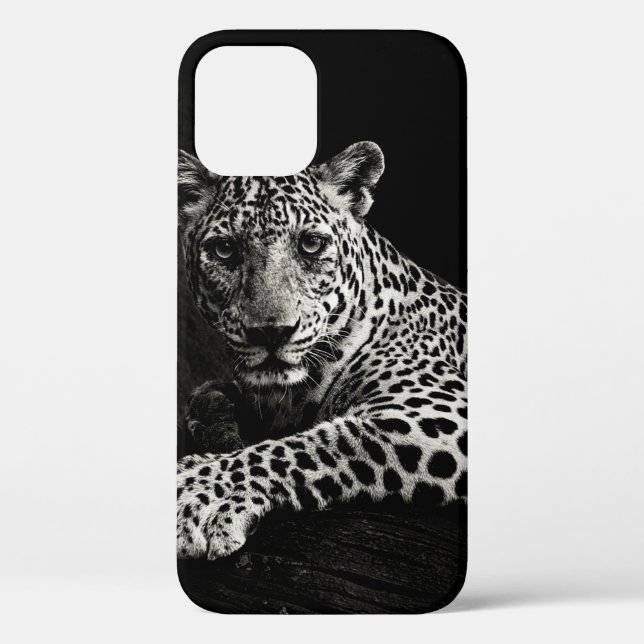GREYSCALE PHOTO OF LYING LEOPARD Case-Mate iPhone CASE (Back)