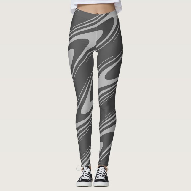 greyscale seamless pattern design on women legging (Front)