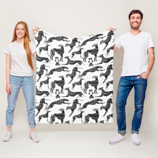 Greyt Greyhound Marble Silhouettes Fleece Blanket (In Situ)