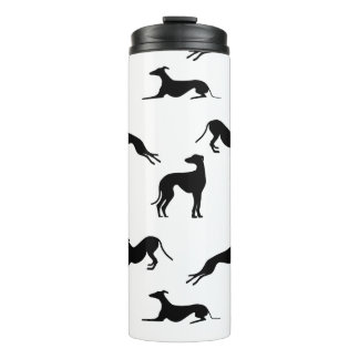 Greyt Greyhound Silhouettes - Black on White Thermal Tumbler