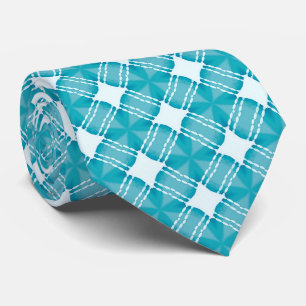 Grid and Stars Gingham Blue Tie