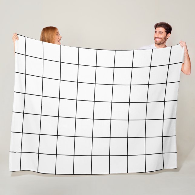 Grid Black and White Fleece Blanket (In Situ)