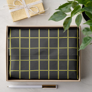 Grid black yellow line tissue paper
