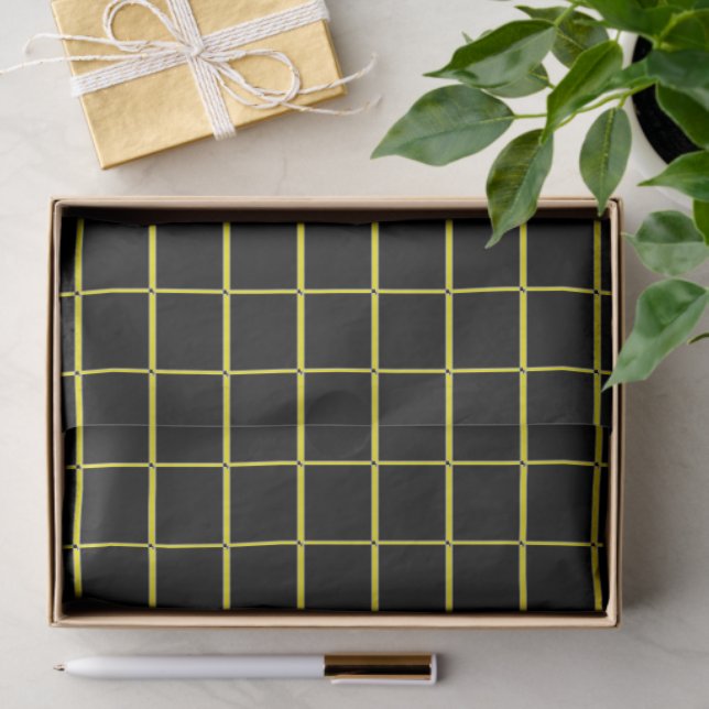 Grid black yellow line tissue paper (Gift)