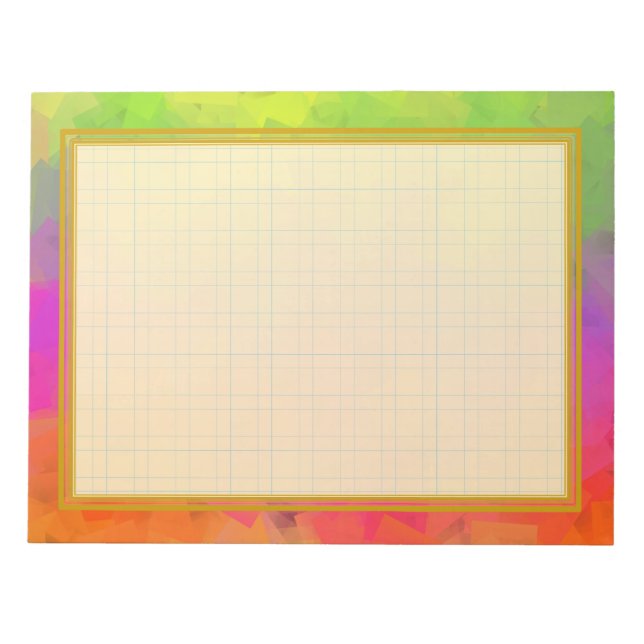 Grid Lined Colourful Gemstones 8.5x11 Note Pad (Front)