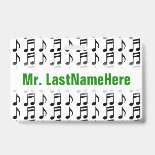 Grid of Musical Notes + Custom Teacher Name Badge ID Badge