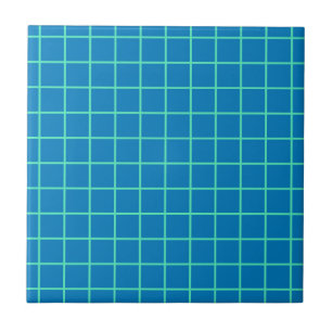 Grid Pattern in Blue and Mint Green Tile