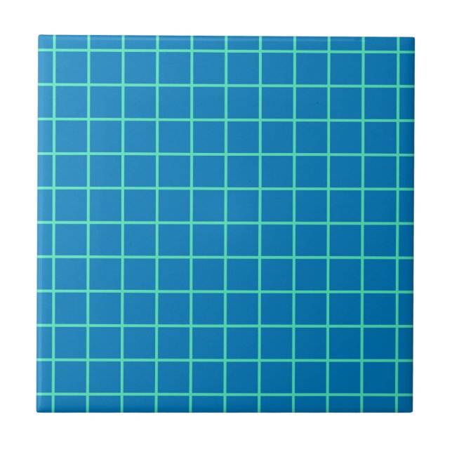 Grid Pattern in Blue and Mint Green Tile (Front)