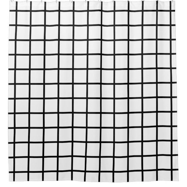 Grid seamless pattern black + your backgr. & ideas shower curtain (Front)