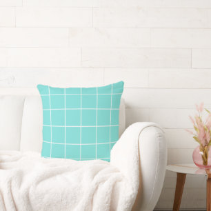 Grid Turquoise and White Cushion