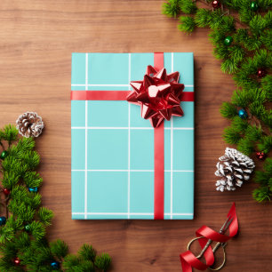 Grid Turquoise and White Wrapping Paper