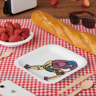 Gridiron Football Player Paper Plate