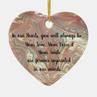 Grief gift heart ornament, loss of loved one ceramic tree decoration