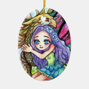 Griffin and Fairy Ceramic Tree Decoration