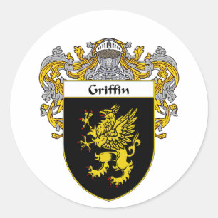 Griffin Coat of Arms (Mantled) Classic Round Sticker
