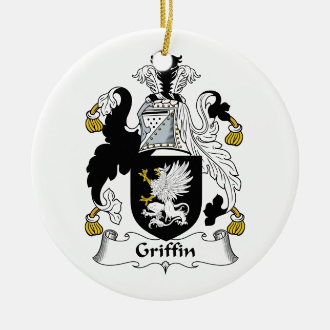 Griffin Family Crest Ceramic Tree Decoration (Front)