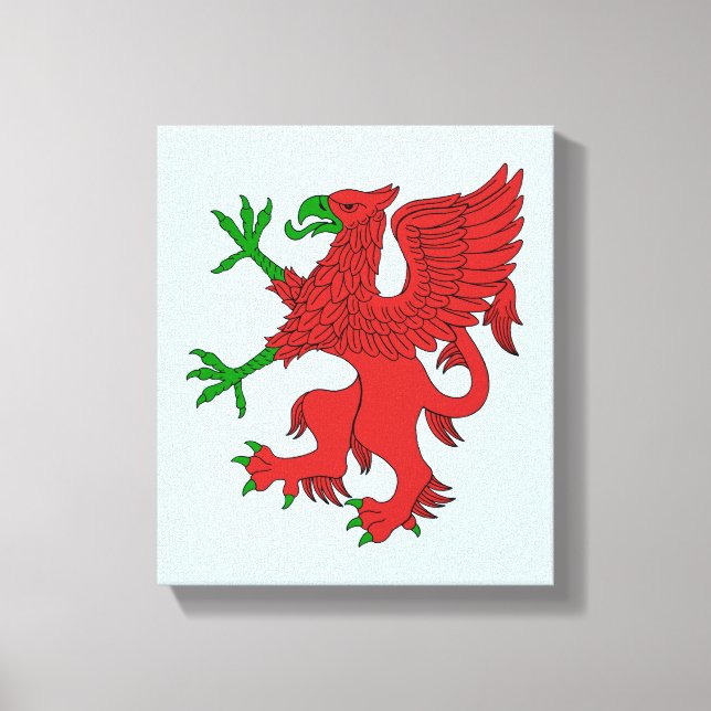 Griffin in Red and Green Canvas Print (Front)