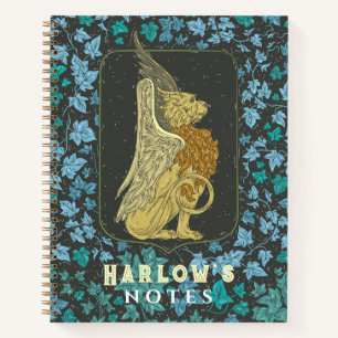 Griffin-like Mythical Creature Navy Blue Notebook