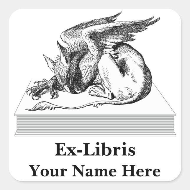 Griffin On Book Square Sticker (Front)