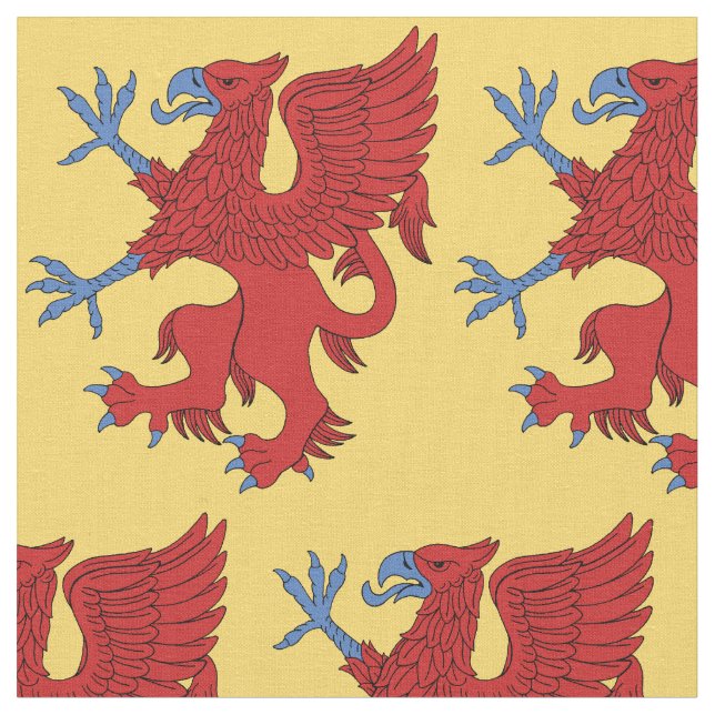 Griffin Rampant Gules Fabric (Close Up)